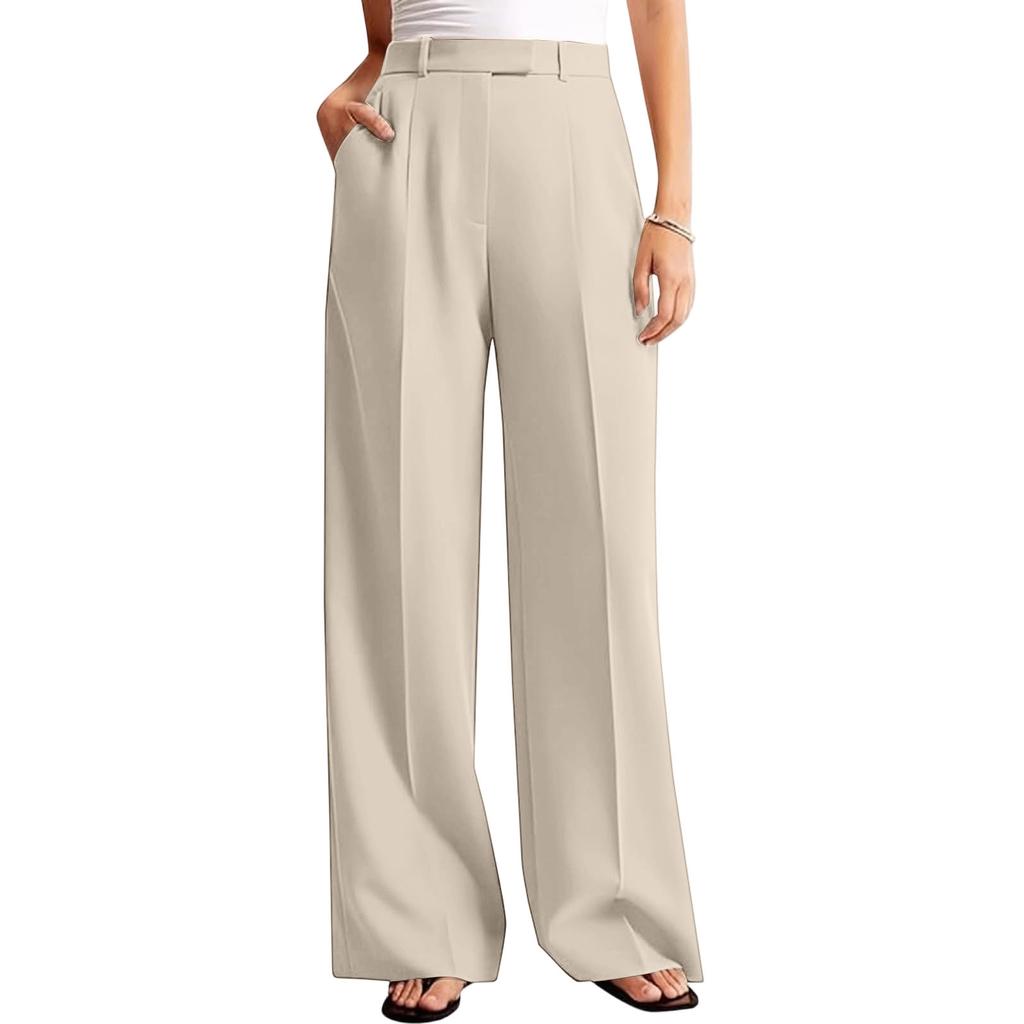 Ladies' Loose Casual Pocket Straight Leg Suit Pants