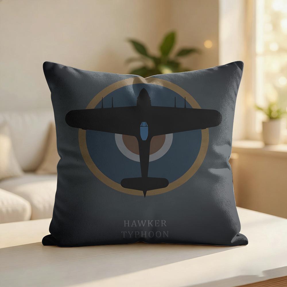 Fighter Jet Enthusiast Cool Cushion Cover Silky Short Plush Invisible Zipper Dustproof Sofa Pillow Case For Home Decor