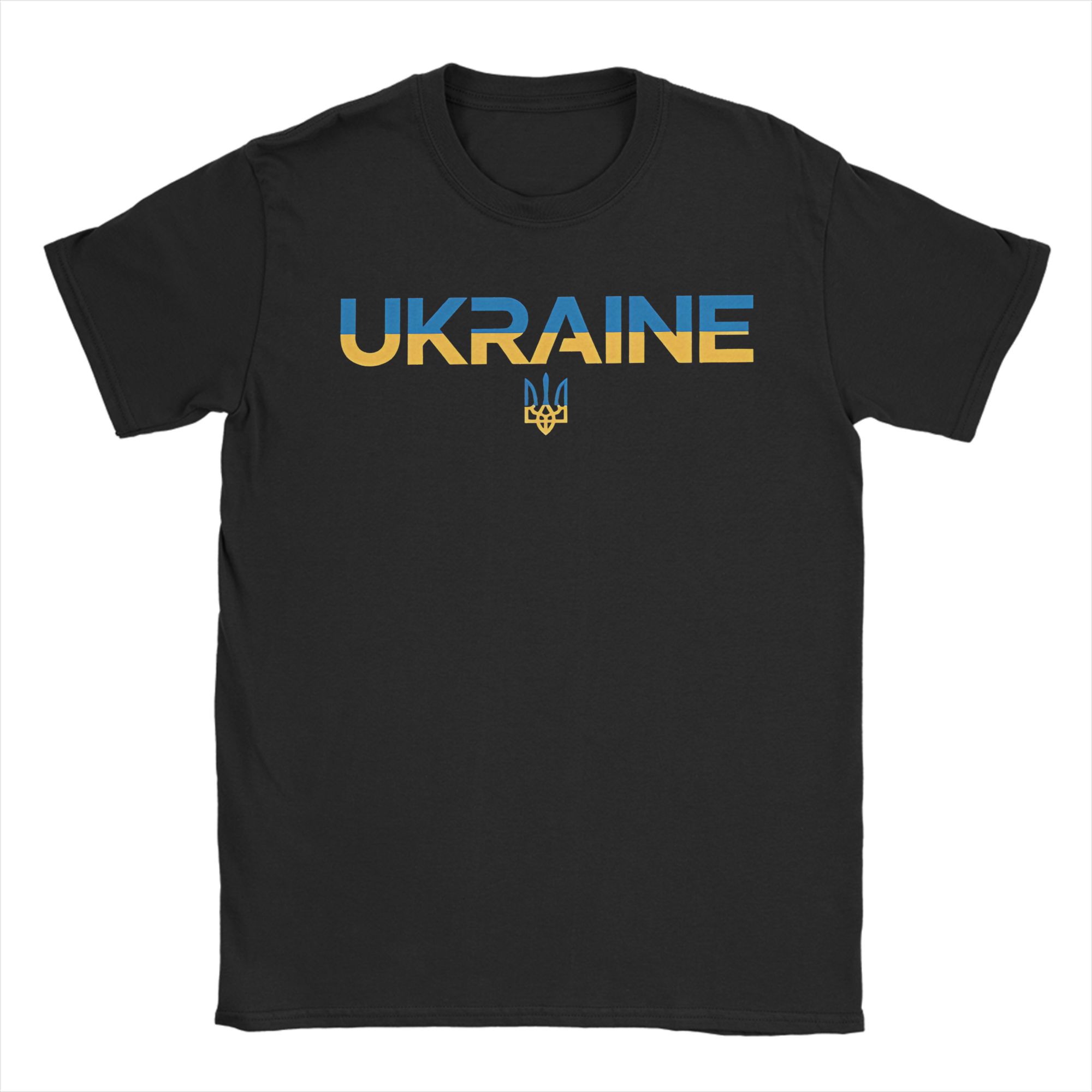 Men s T-Shirt Ukraine Flag Funny Cotton Tees Short Sleeve Ukrainian Emblem T Shirt O Neck Clothing 4XL 5XL S разноцветный