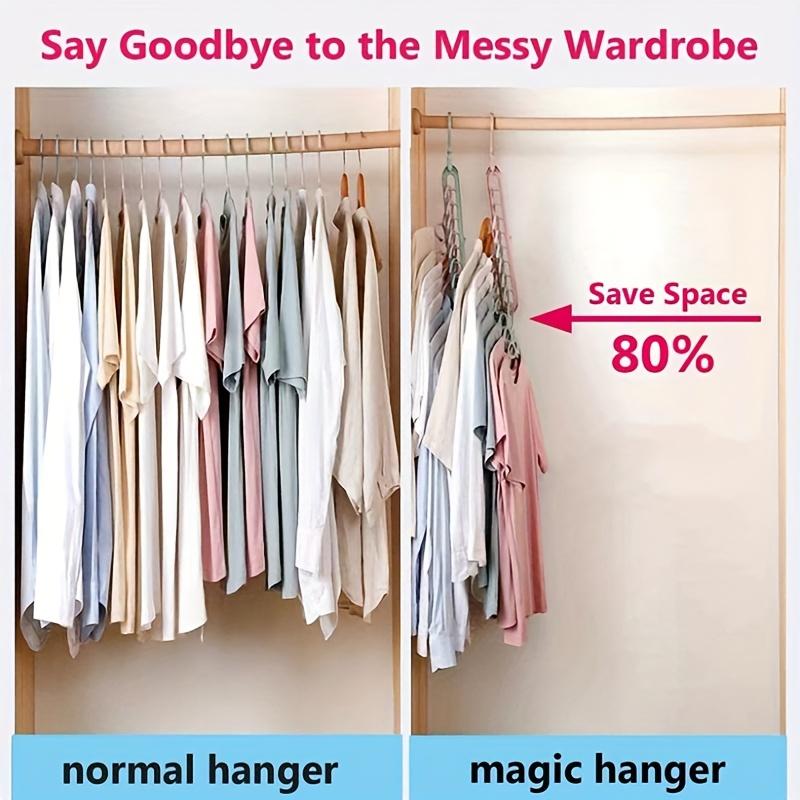 5pcs Heavy-Duty Foldable Plastic Hangers with 9 Holes - Anti-Slip, Space-Saving Closet Organizer for Wardrobe,Multi-Purpose Clothes Hangers