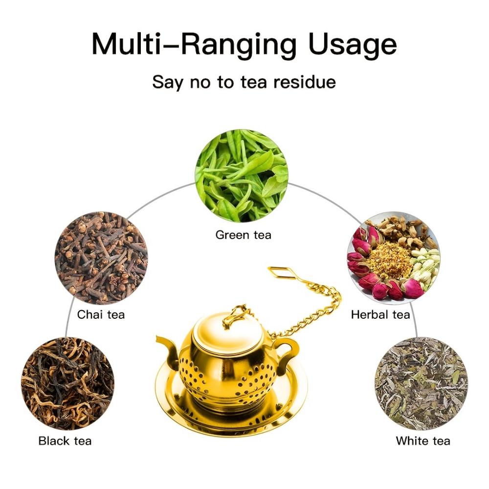 1pc Loose Leaf Tea Infuser Ball, Stainless Steel Tea Strainer Set With Chain And Drip Trays, Tea Filter For Mug, Cup And Pitcher