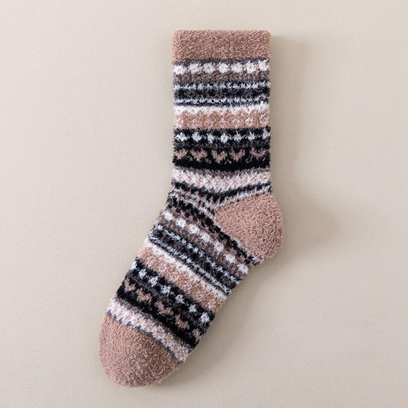 Autumn and Winter Coral Fleece Socks for Women Warm Floor Socks Home Tube Socks Sleep Socks Half Fleece