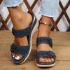 2025 Summer Women Slippers Plus Size Women's Shoes Retro Roman Sandals Women Pu Casual Flower Wedge Sandals Platform Slippers