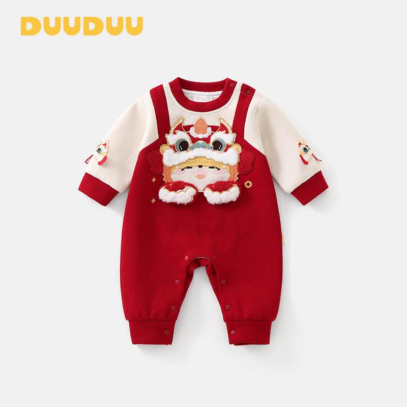 DUUDUU 2025 New Year Baby Winter Romper - Festive Newborn Jumpsuit 66 cm