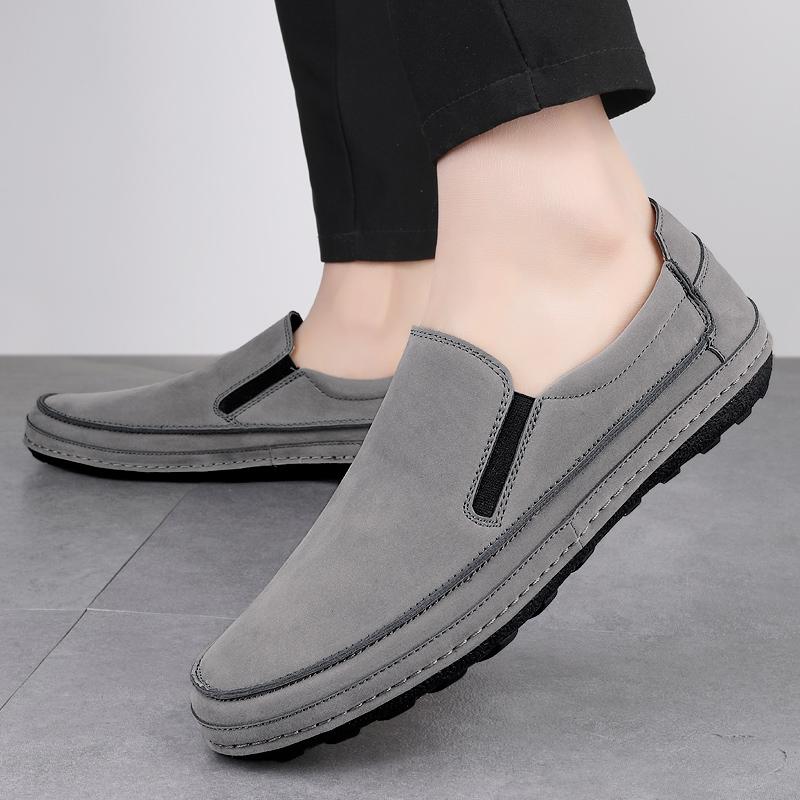 Outdoor Brand Frosted Comfortable Anti Slip Soft Sole Casual Loafers Fashionable New Men Hand Sewn Breathable Casual Bean Shoes