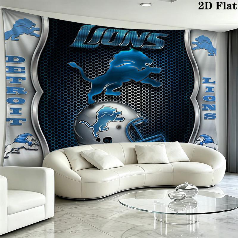 Detroit Lions Wall Tapestry Aesthetic Wall Hanging Printed Fabric Blanket Decorative Tapestries for Bedroom Living Room Home Decor