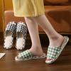 New Four Seasons Wood Flooring Home Couple Cotton and Hemp Four Seasons Cloth Slippers Diamond Checkerboard and Linen Slippers