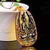 Yellow Crystal Necklace Long Sweater Chain Manjushri Pendant Amitabha Pendant Unisex Gift