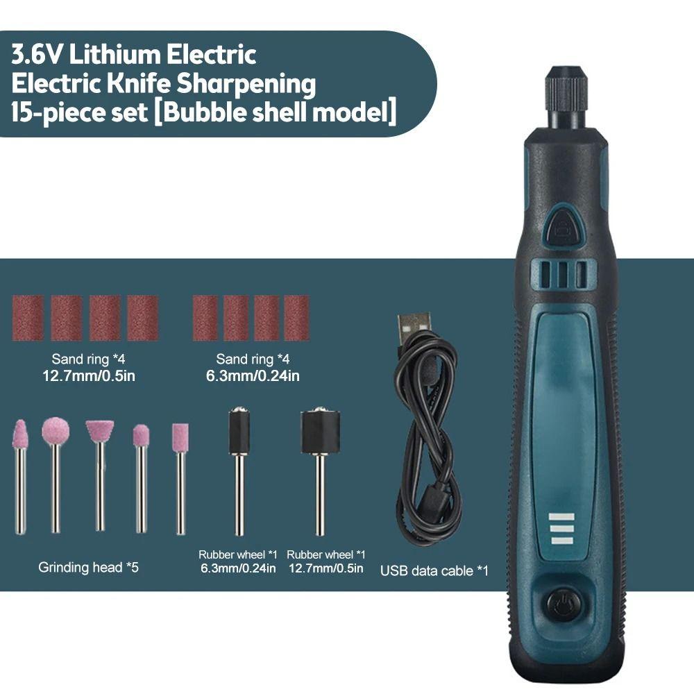 

Беспроводная электрическая полировальная машина 3,6 В Мини электрическая дрель Портативная мощная гравировальная ручка Главная 15PCS - Pro