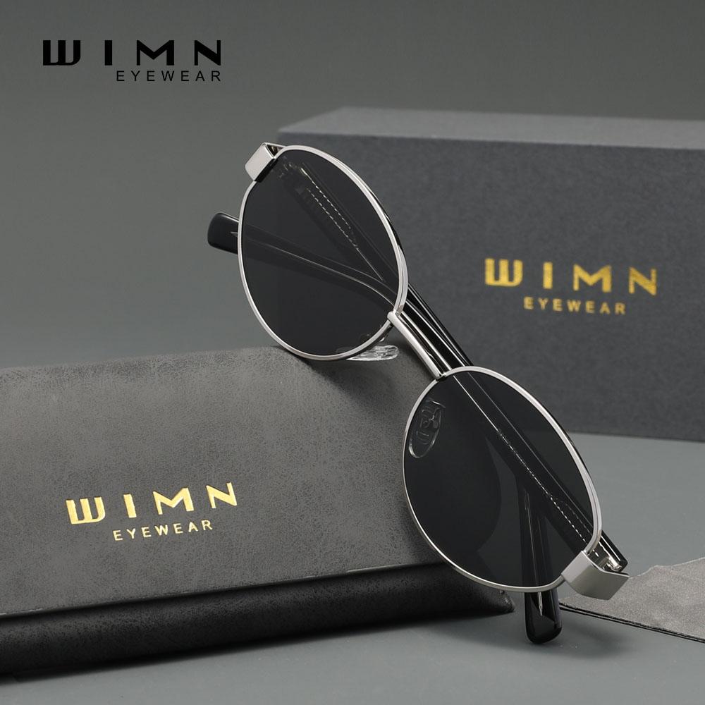 Genuine WIMN Oval Sunglasses For Men Women Polarized UV400 Retro Alloy Frame Anti-glare Glasses Driving Accessory Eyewear