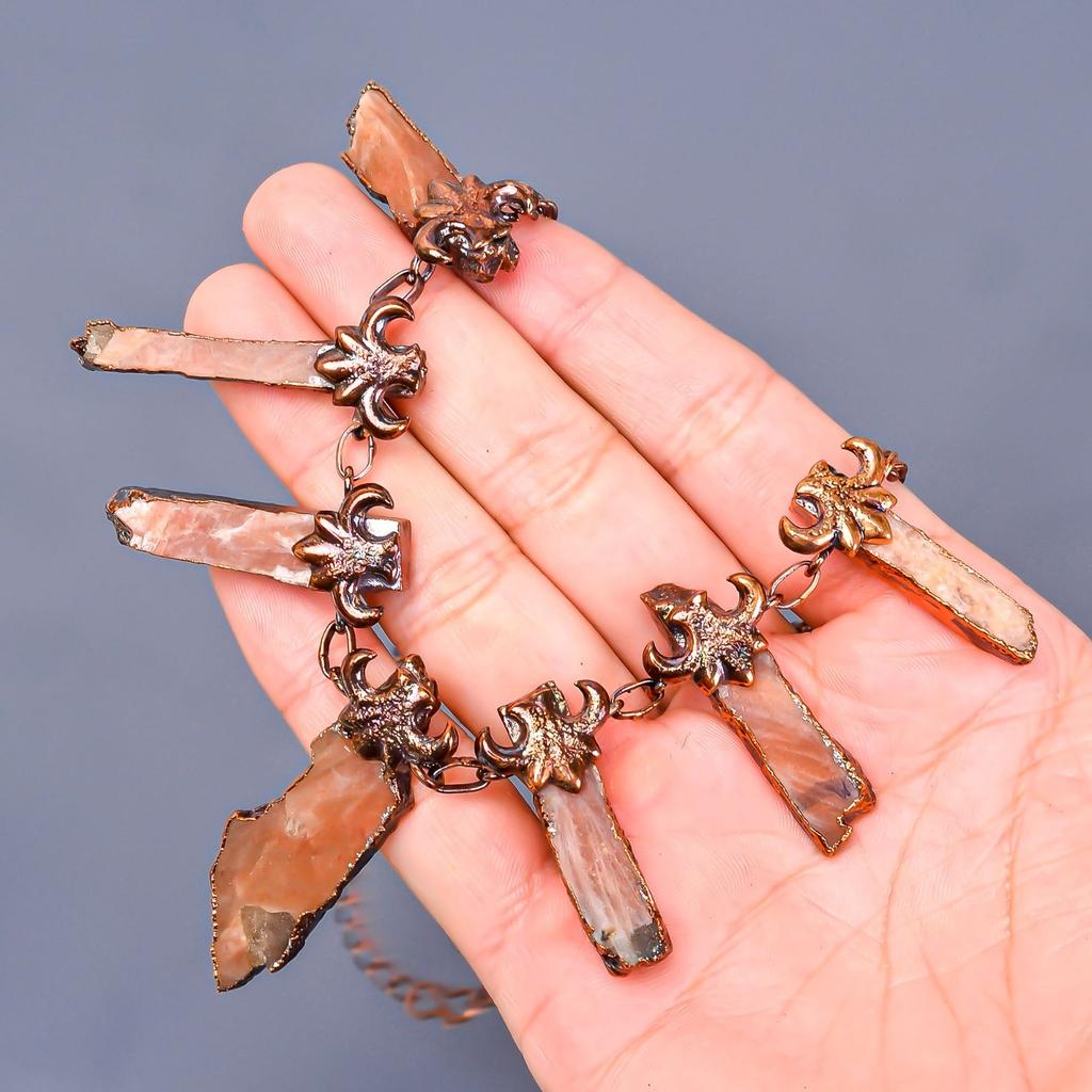 Fancy Sunstone Gemstone Chain Best Friend Gift Hook New Necklace Jewelry Copper V-17