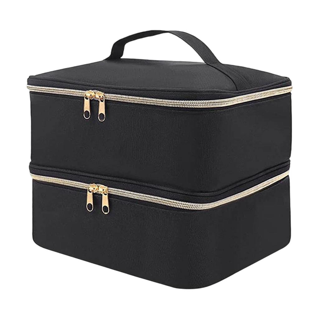 EVA Padded Nails Polish Organizers Bag Double Layer Storage for Bottles Lamp Set Professional Portable Carrying Case