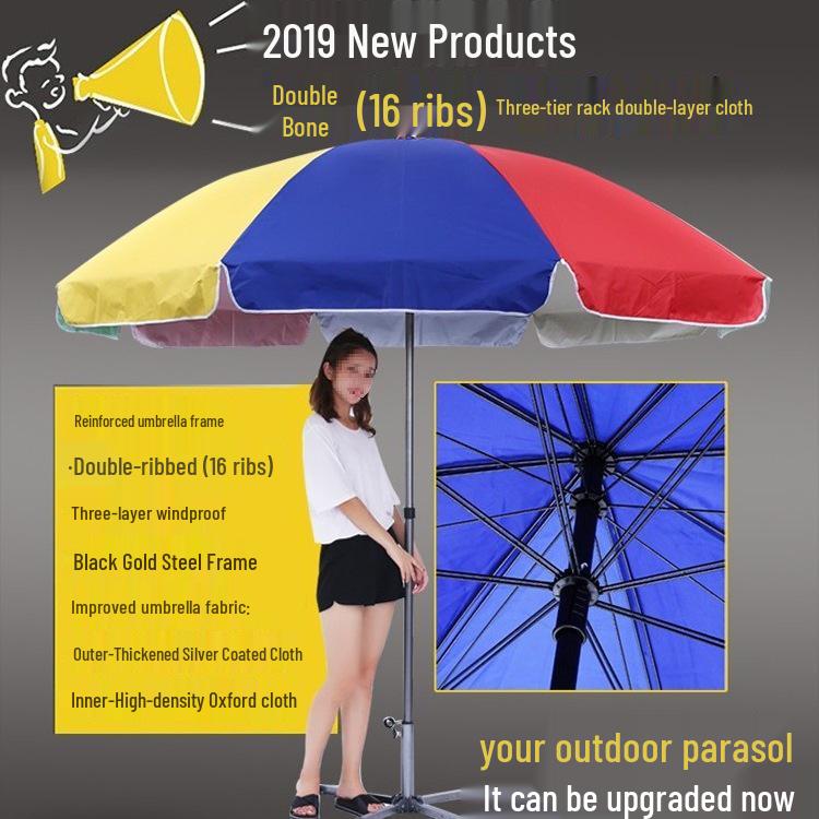 Custom Logo Double Bone Outdoor Sunshade Umbrella with Fast Shipping