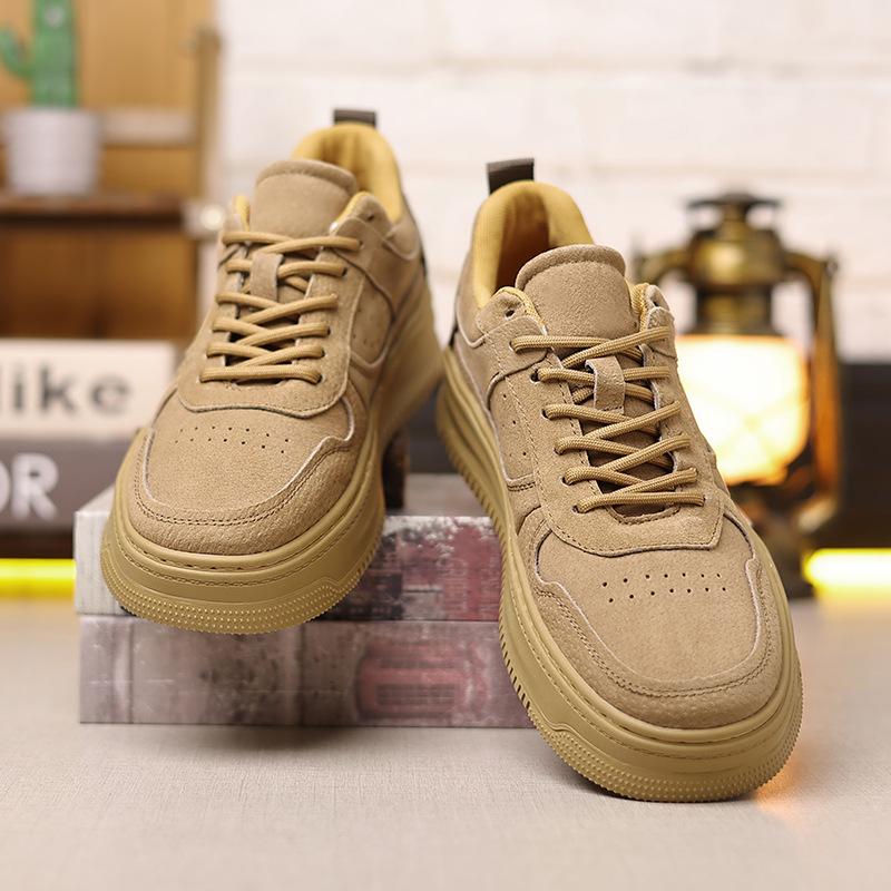 Shoes for Men Leather Casual Shoes Retro Designer Thick-soled Flat Skateboard Shoes Youth Lace-up Sneakers
