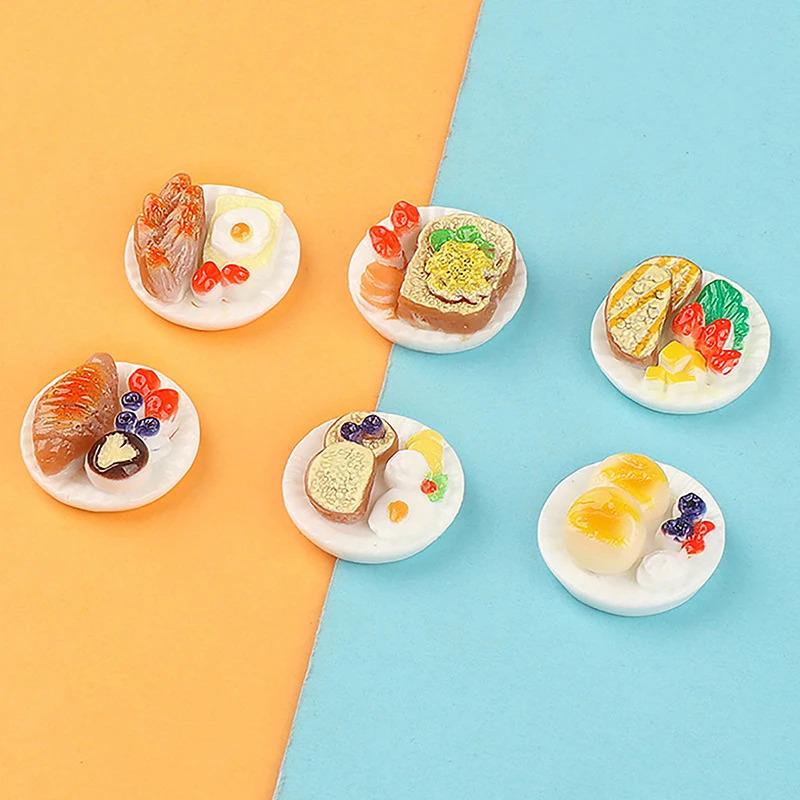 6Pcs Mini Dim Sum Platter Diy Miniature Landscape Fairy Garden Decors Accessories Doll House Ornaments