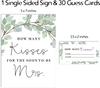Inkdotpot How Many Kisses for The Soon to Be Mrs Greenery White Bridal Shower Game 1 Sign + 30 Cards