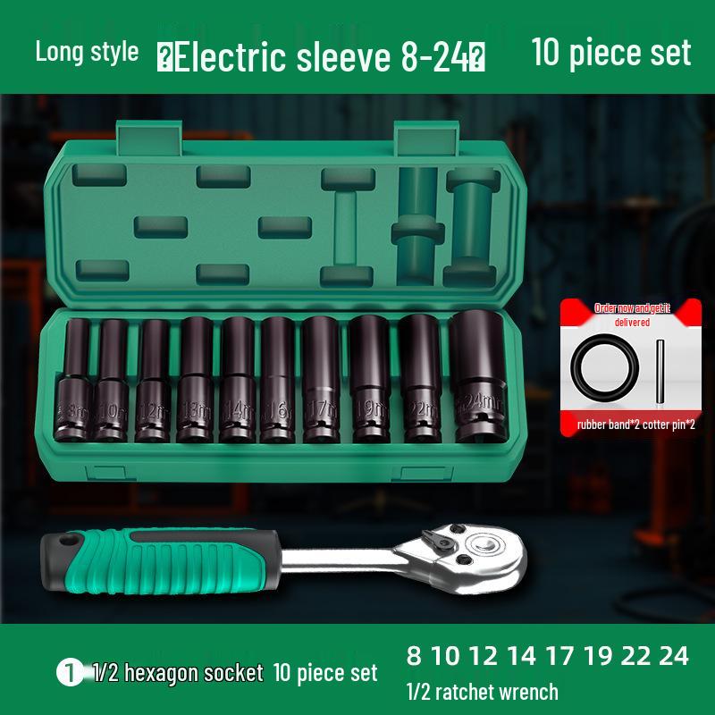 Umfassendes Elektroschrauber-Set mit verlängerten Sechskantstecknüssen – Groß, Mittel, Klein