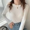 Quality bottoming shirt long-sleeved spring and autumn early autumn inner wear with white crew neck T-shirt women's versatile top