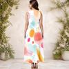 Women Plus Size Round Neck Sleeveless Printed A Line Long Dress With Side Pockets