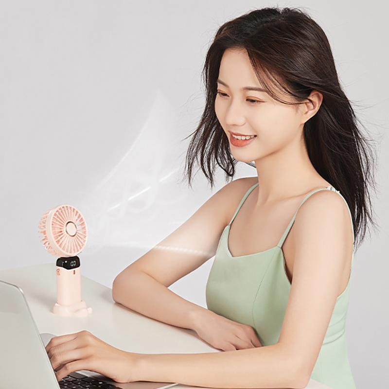Usb El Tipi Mini Fan Katlanabilir Taşınabilir Boyundan Askılı Fanlar 5 Hızlı Usb Şarj Edilebilir Fan Telefon Standı ve Ekran ile