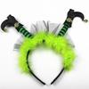 Halloween Witch Boot Headband Feather Tulle Hair Hoop with Bells Cosplay Party Costume Hair Accessories for Halloween Decoration