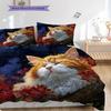 Ginger Cat Pattern Bedding Quilt Set Quilt Cover Pillowcase Home Decoration Birthday Gift (1 * duvet cover + 2 * pillowcase, without core)