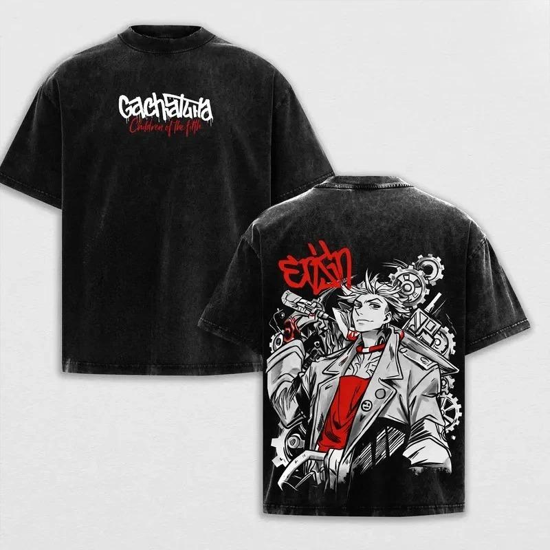 Gachiakuta Enjin Zanka Graphic T Shirt Acid Washed Women Men Women Oversized Y2k Short Sleeve Cotton Tee Harajuku Casual T-shirt High Quality Tops