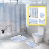 Snow Pattern Printed Shower Curtain Rug Lid Toilet Cover Mat Bath Mat Set Bathroom Curtains with 12 Hooks