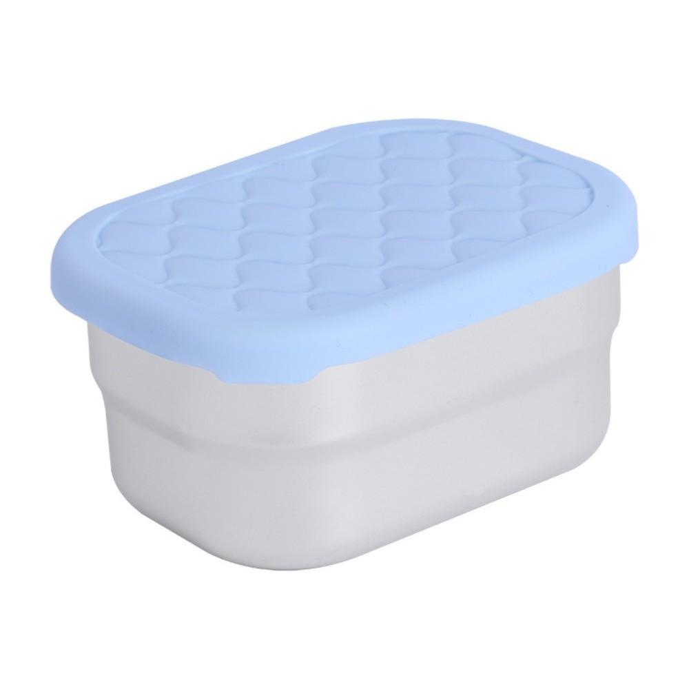 

Новый контейнер для еды из нержавеющей стали, штабелируемый, с силиконовой крышкой, контейнер для закусок, герметичный, многоразовый, коробка для хранения фруктов синий