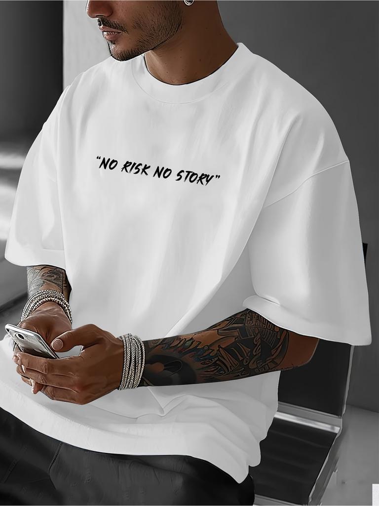 Streetwear Vintage YK Fashion NO RISK NO STORY Letter Aesthetic Graphic Mens and Women T Shirt Tee Oversize Punk Hip Hop