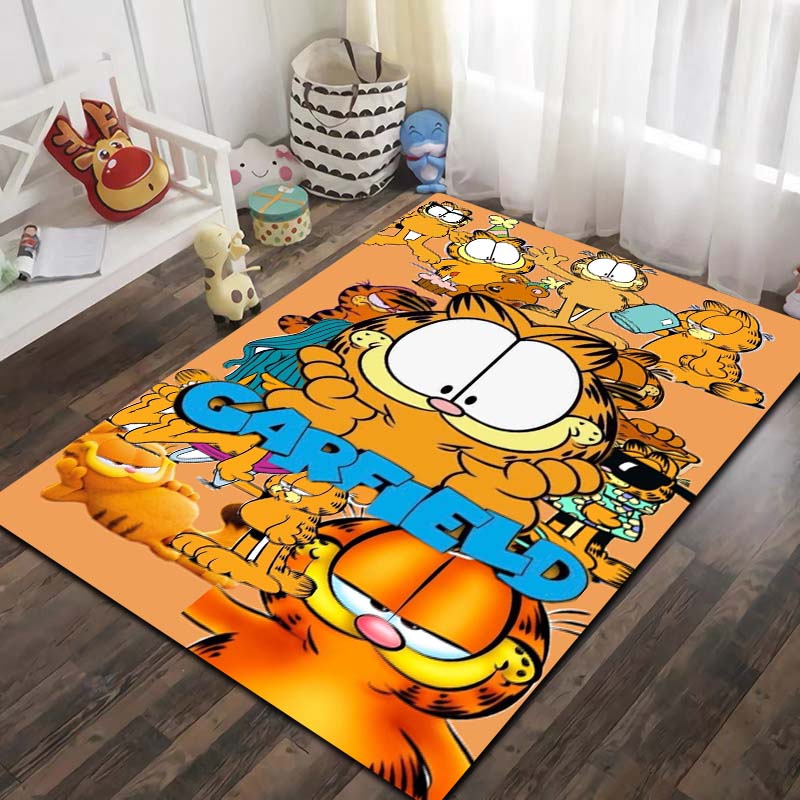 G Garfield Cartoon Cat Print Area Rug Non‑Slip Floor Mat Soft Carpet For Kids Bedroom Living Room Indoor Home Decor Holiday Gift