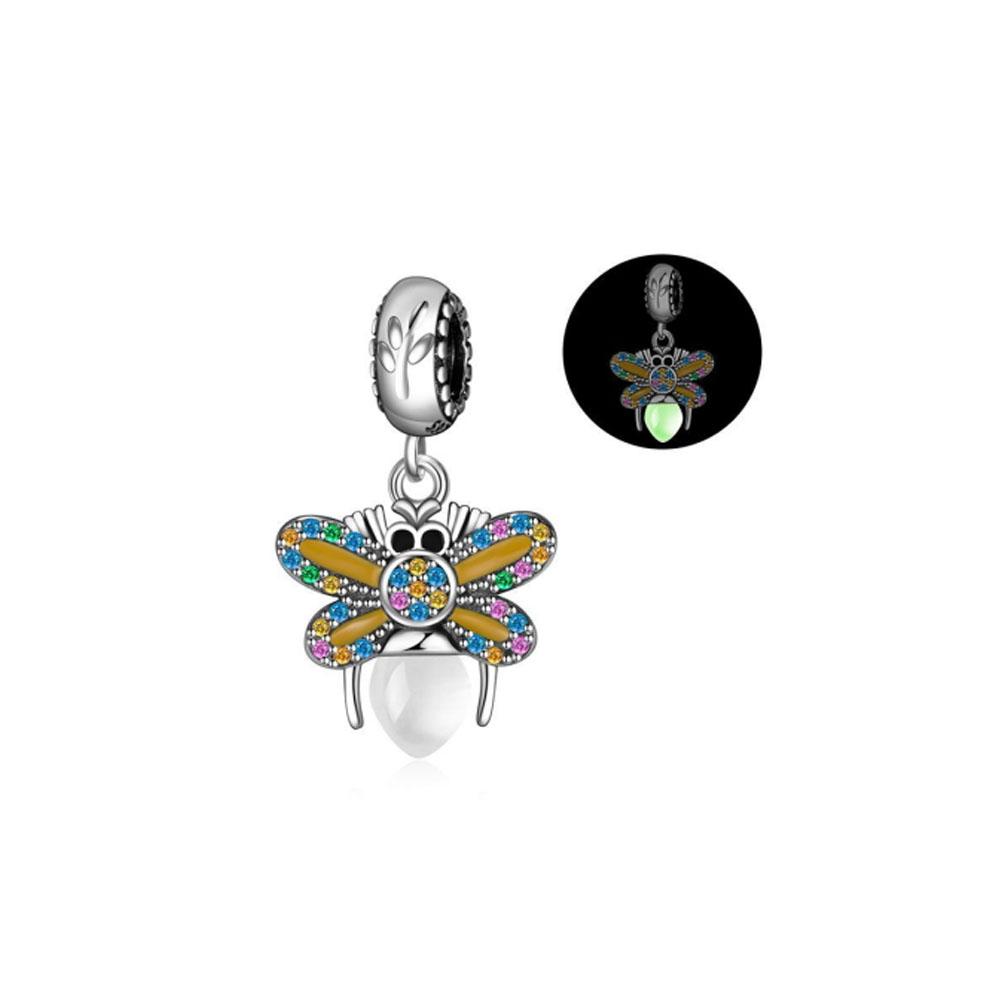 Copper Yellow Honey Bee Pendant Charm Light-In-Dark Firefly Bead Fit Original Bracelet Jewelry For Annversary Gifts