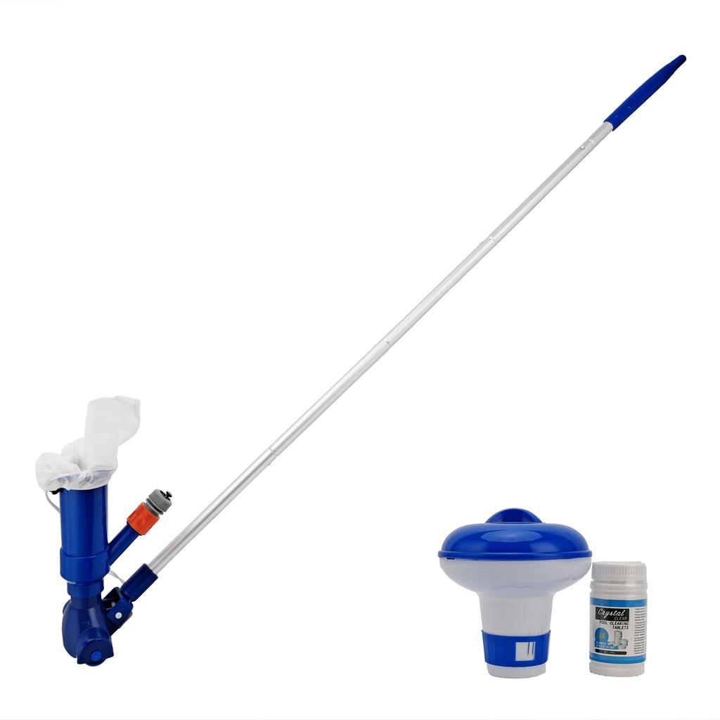 Swimming Pool Cleaning Kit Vacuum Cleaner Suction Head with Brushes Extendable Rod Mesh Bag