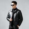 Men's Sheepskin Lapel Biker Leather Jacket