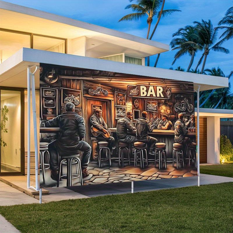 1pc Retro Industrial Motorcycle Bar Polyurethane Flag Durable Wall Decor Suitable for All Seasons.PMJ