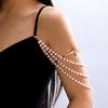 Boho Imitation Pearl Multi Layer Body Chain Beaded Shoulder Chain for Women Beach Vacation Daily Wear Jewelry
