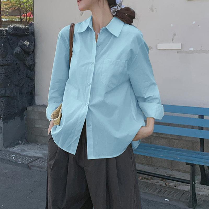 ZANZEA Women Casual Turn Down Collar Loose Long Sleeve Button Blouse