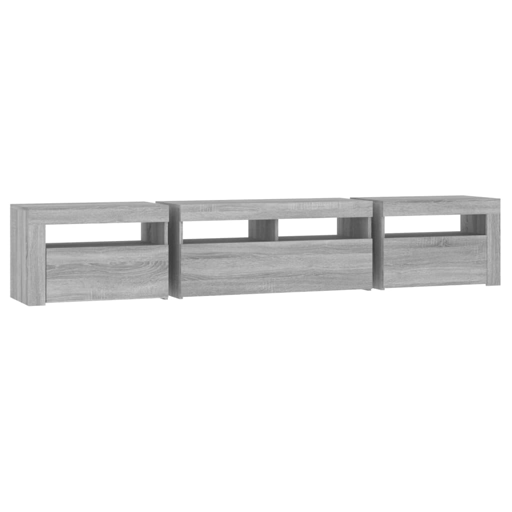 Vidaxl TV Cabinet with LED Lighting, Sonoma Oak Grey, 210X35X40 Cm