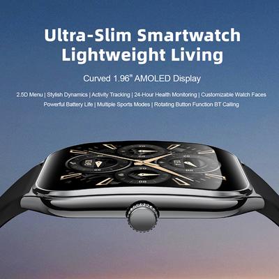 Montre Connectée Ultra-fine Écran AMOLED 1,96 pouce Incurvé Appel Bluetooth Surveillance de la Santé