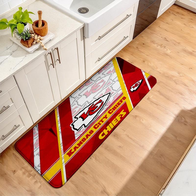 Kansas City Chiefs Flannel Kitchen Mat Christmas Soft Area Rug Non Slip Floor Carpet Home Decoration