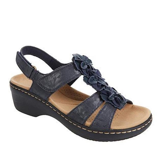 Women Summer Sandals Flower Wedge Platform Orthopedic Shoes Retro Rome Casual Comfortable Peep Toe Plus Size