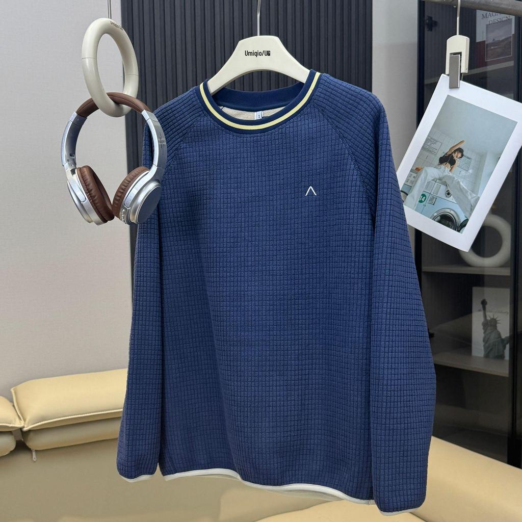 New Outdoor Mountain Style Color Block Fleece Couple Sweatshirt - Warm, Textured, Round Neck, Long Sleeve.