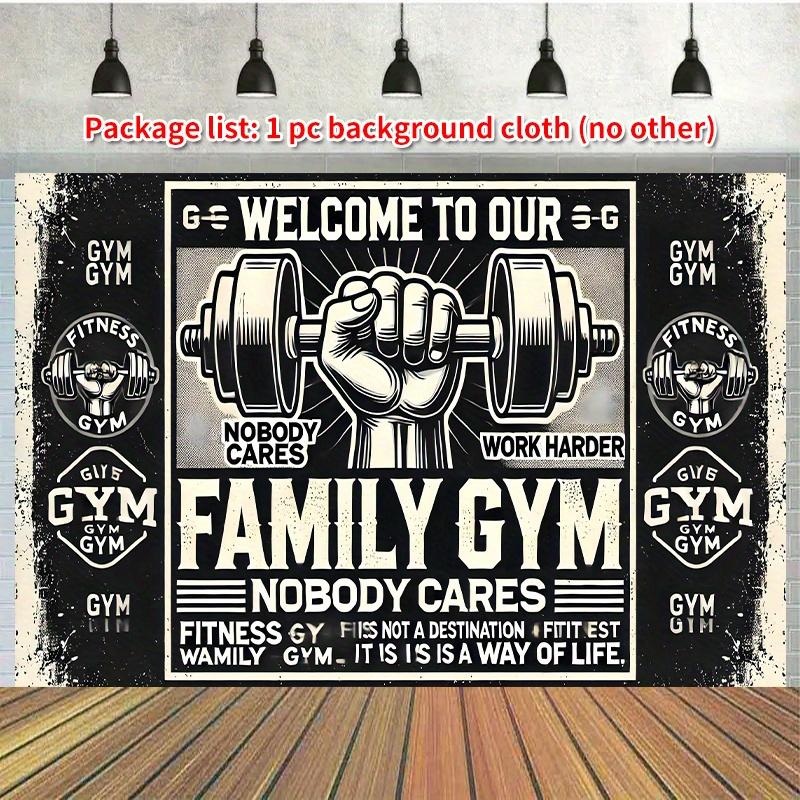2D flat design single-piece installation home gym welcome background suitable for home workouts and birthdays