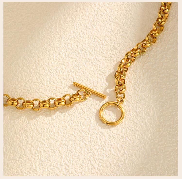 Stainless Steel Chunky Chain Choker Necklace for Women, Thick Rolo Link Toggle Necklace, Waterproof OT Jewelry
