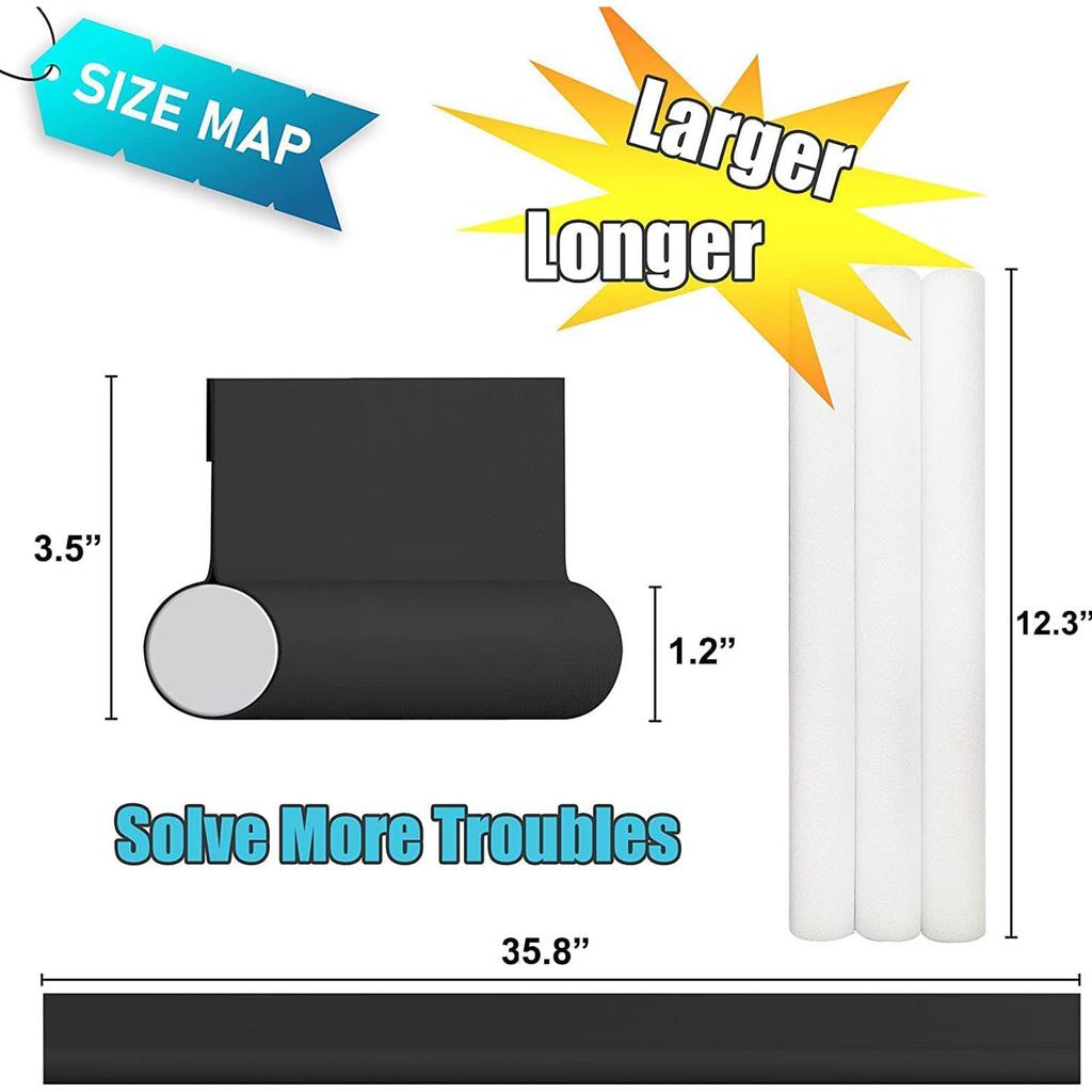 Door Draft Stopper Bottom One Sided Door Draft Blockers 35.8 Cutable Under Door Draft Blocker Insulator Door Sweep Weather Stripping Soundproof