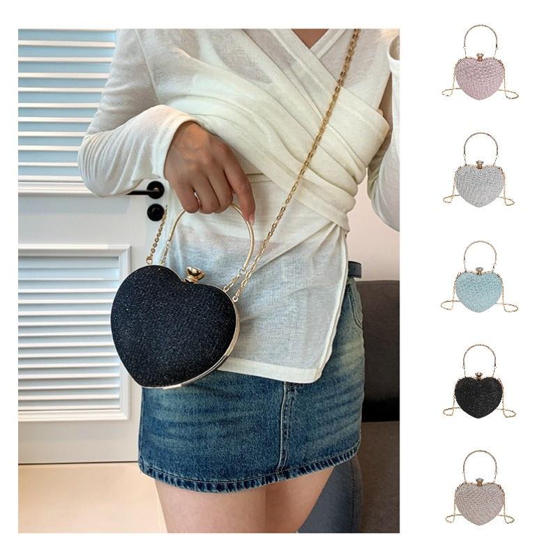 Trendy And Stylish Small Bag With Unique Lock Buckle 2023 Summer Fashion Chain Shoulder Crossbody Bag Gold Silver Pink Blue)
