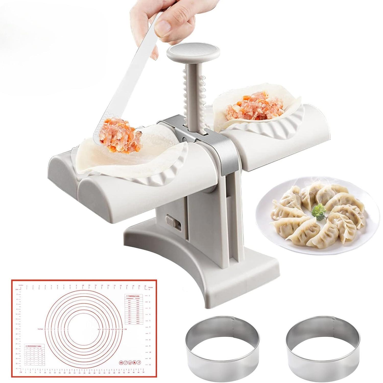 

Automatic Dumpling Machine Double-Head Pressing Die Pie Wonton Mold Easy To Clean DIY Reusable Kitchen Gadget Tool