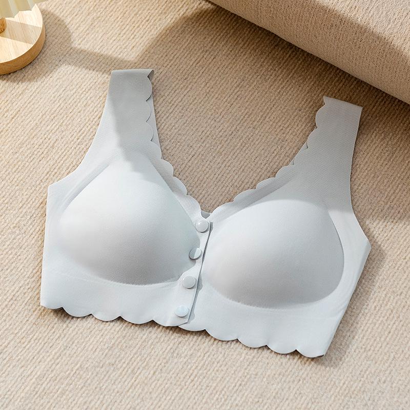 Ice Silk Wireless Bra: Seamless Front-Closure for Middle-aged and Elderly Women