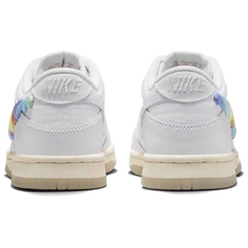 Nike Dunk Low SE Rainbow Lace Swoosh White GS Sneakers FN4861-100