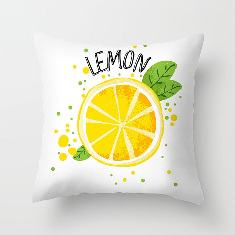 Home Decor Yellow Lemon Pattern Summer Cushion Cover Pillow Sofa Decorative